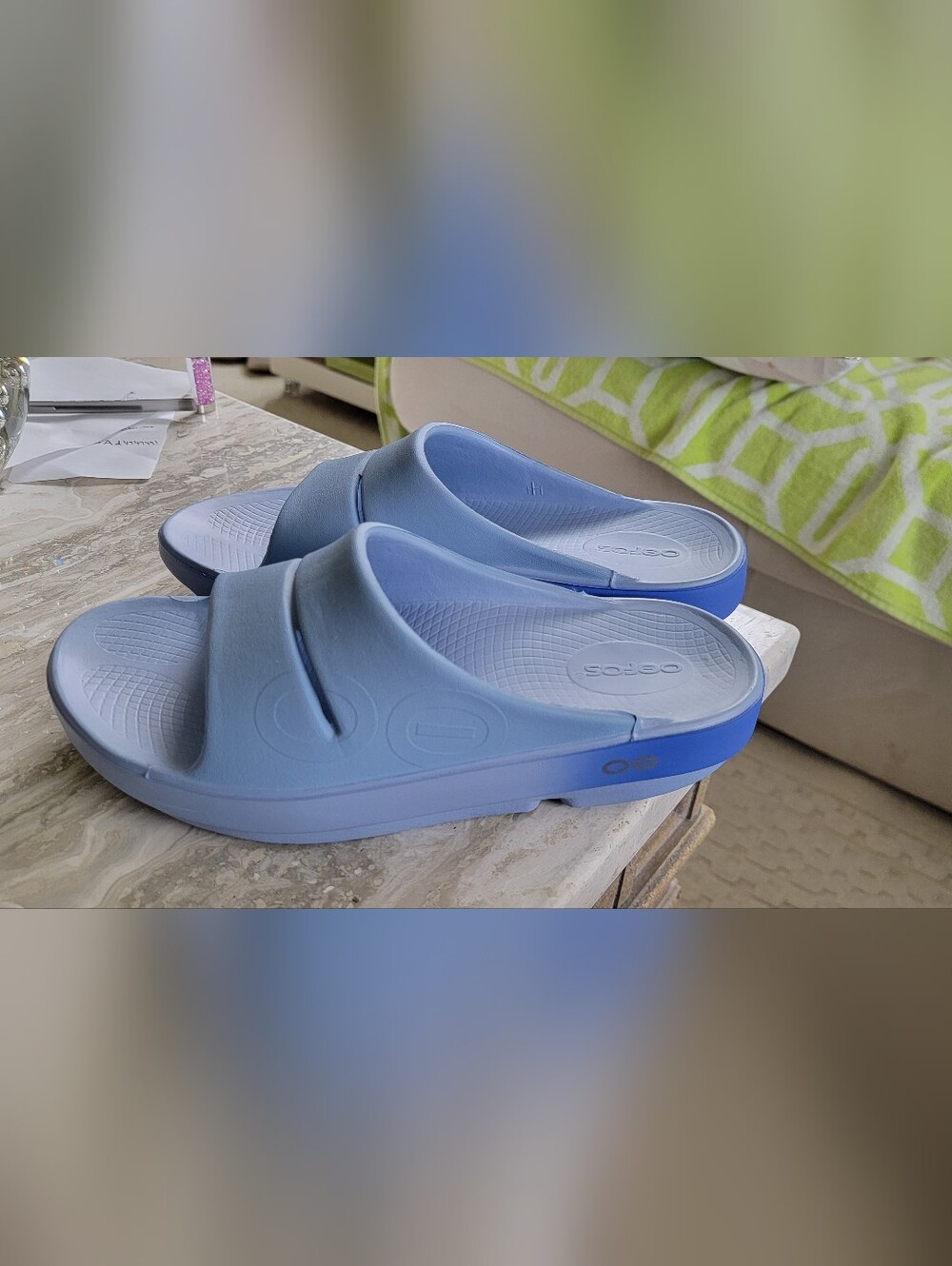 Oofos OOahh Slide - Baja Blue Fade Recovery Sandal